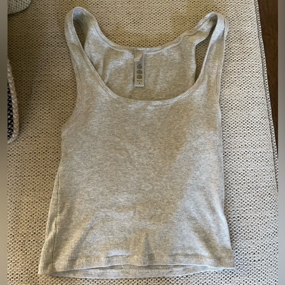 Skims Cotton Ribbed Tank Light Grey